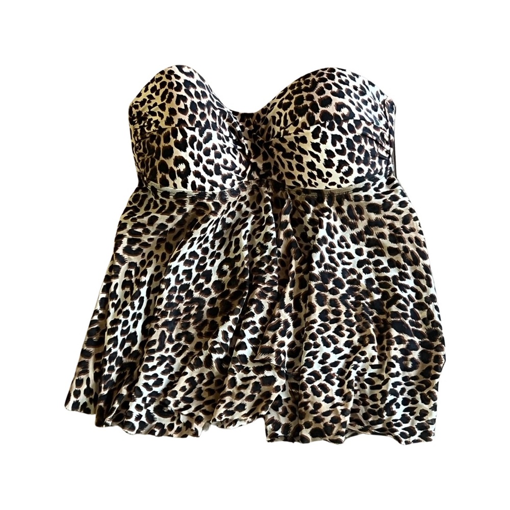 Merona cheetah print strapless swimsuit top size small